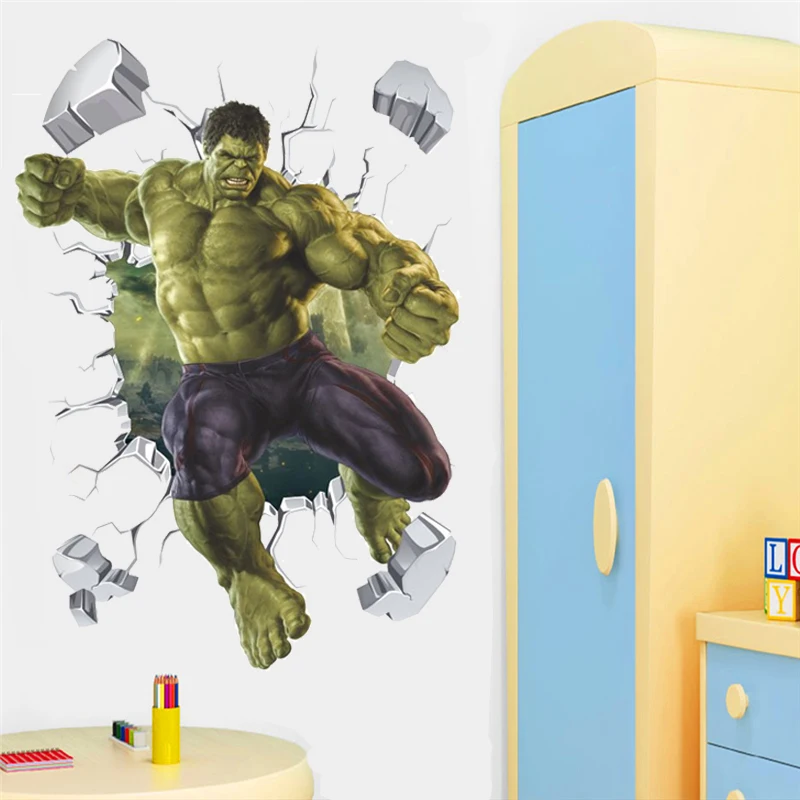 40*60 см 3d наклейки с отверстиями из фильма marvel Халк для детской комнаты домашний