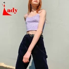 Укороченные топы на бретелях-спагетти с цветочным рисунком, Модные фиолетовые топы с открытой спиной и принтом, шикарная летняя Милая майка