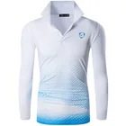 Мужская Уличная футболка Jeansian, Пляжная футболка с длинным рукавом, для гольфа, тенниса, боулинга, топы LA300, белого и синего цветов