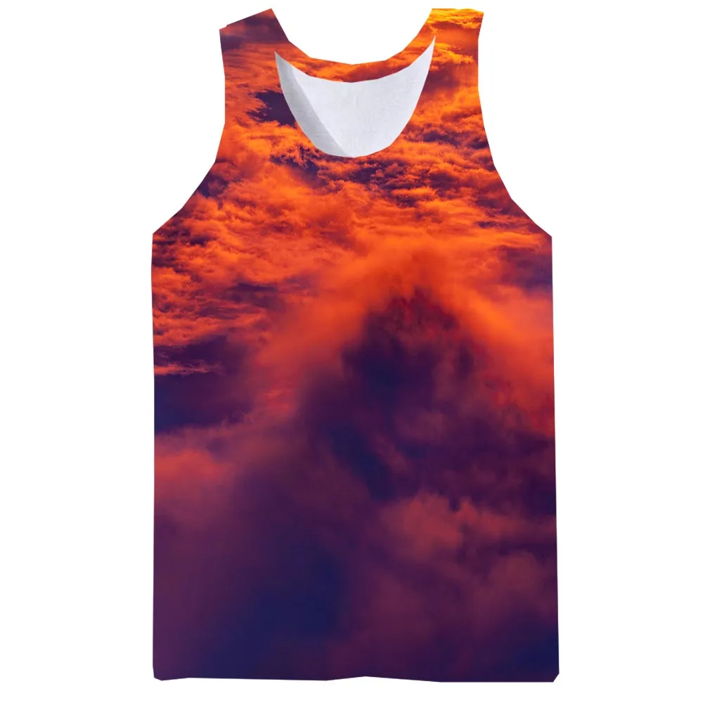 

Men's Graphic Tank Top 3D Print Sleeveless Pattern Top Cloud Tees Orange