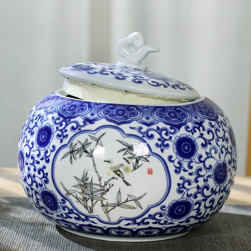 

Vintage Tea Canister Floral Vine Ceramic Storage Loose Leaf Porcelain Jar Lid For Kitchen Counter Decorative Airtight Pot