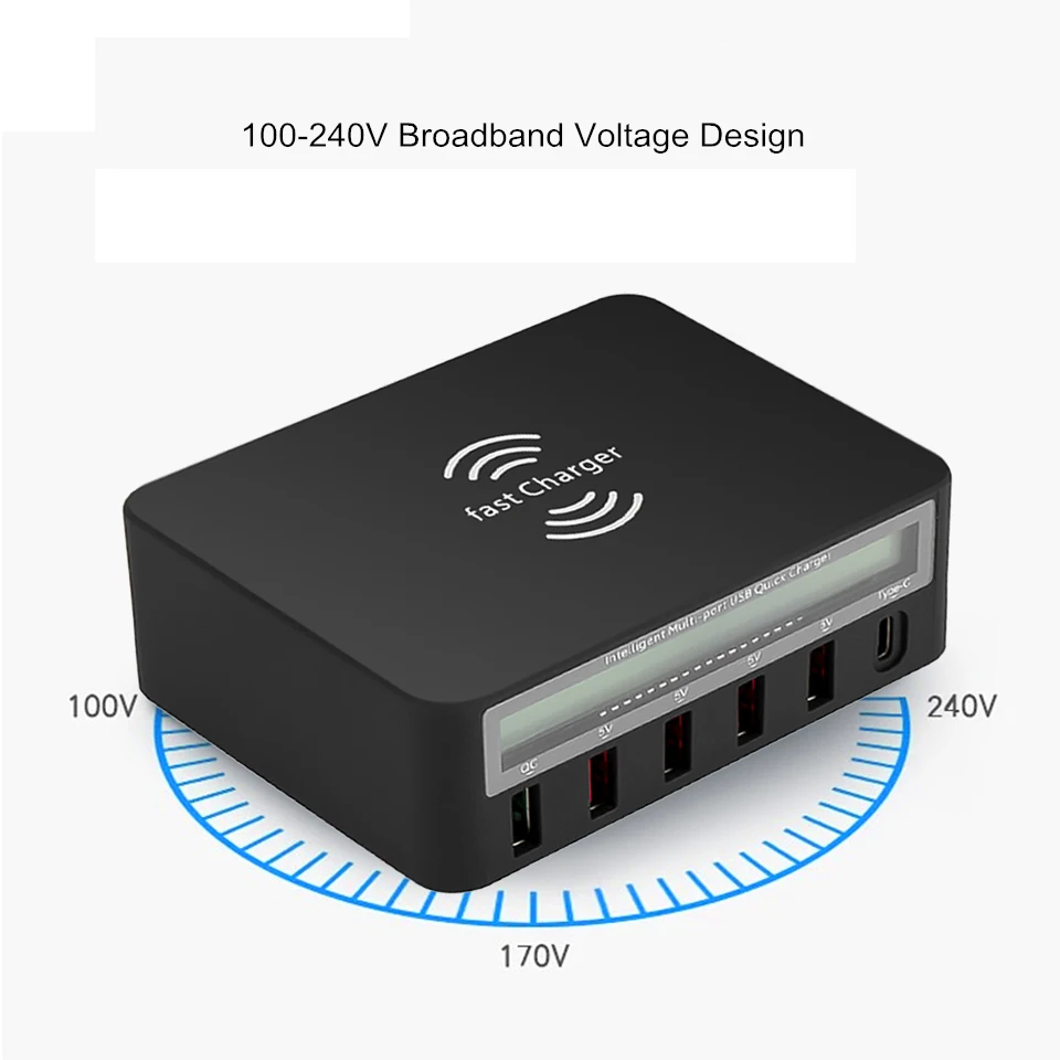 6 портов Беспроводное зарядное устройство 10 Вт для быстрой зарядки quick charge
