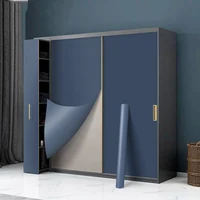 Wardrobe stickers Nordic moisture-proof furniture cabinet door decoration renovation stickers self-adhesive wallpaper blue