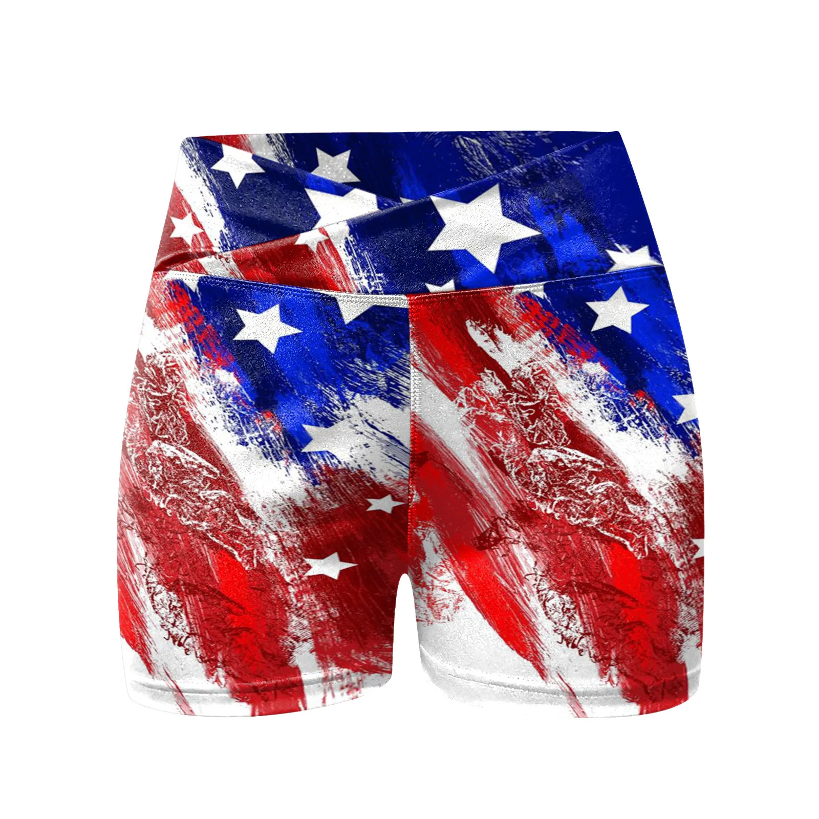 

American Flag Print High Waist Women Fitness Sports Shorts Summer Jogging Female Casual Skinny Soft Elastic Stretch Biker Shorts