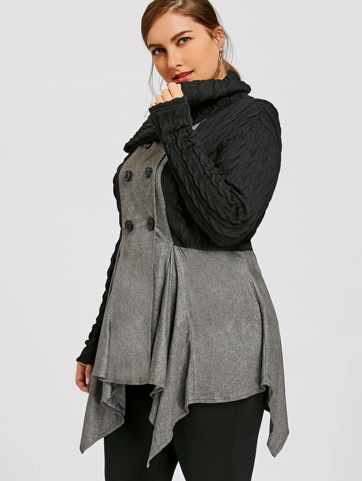 Женский модный женский свитер большого размера плюс на пуговицах пальто