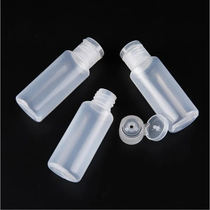 

50pcs 10ml/20ml/30ml Plastic Squeezable PE Flip Lid Lotion Bottles Cosmetic Sample Container Travel Liquid Refillable Vials Jar