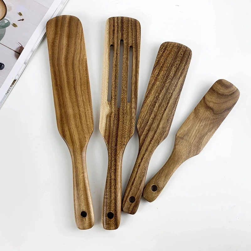 

Wooden Kitchen Utensils Wooden Spoons For Cooking 5PCS Cooking Utensils Set Spatulas for Nonstick Cookware Slotted Spatula Sets