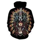 Толстовка с капюшоном для мужчин и женщин, толстовка большого размера с 3D-принтом ведьмы и черепа, 2021