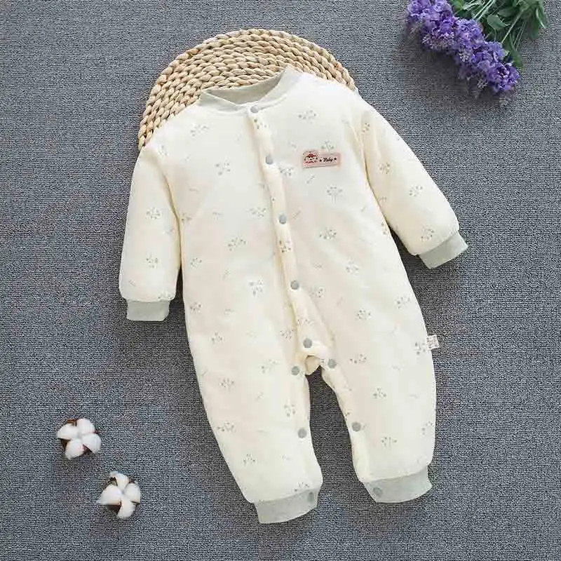 White gray Зимняя одежда для новорожденных, комбинезон с длинными рукавами для маленьких девочек и мальчиков, утепленные хлопковые детские комбинезоны, комбинезоны, костюмы CL2099 - Цвет: White gray