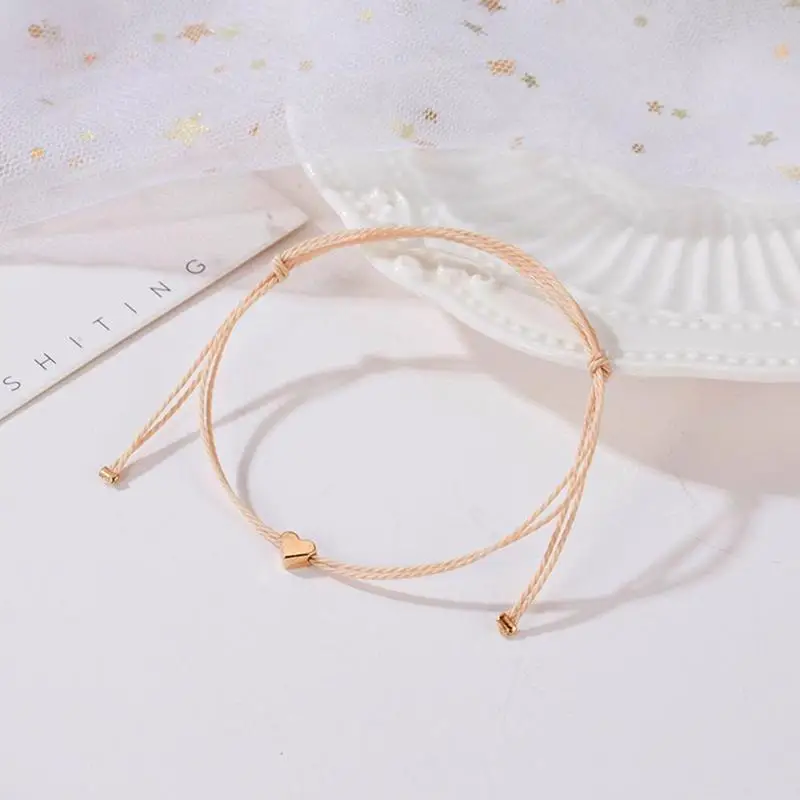 Милый и простой веревочный браслет ручной работы в форме сердца маленькие свежие