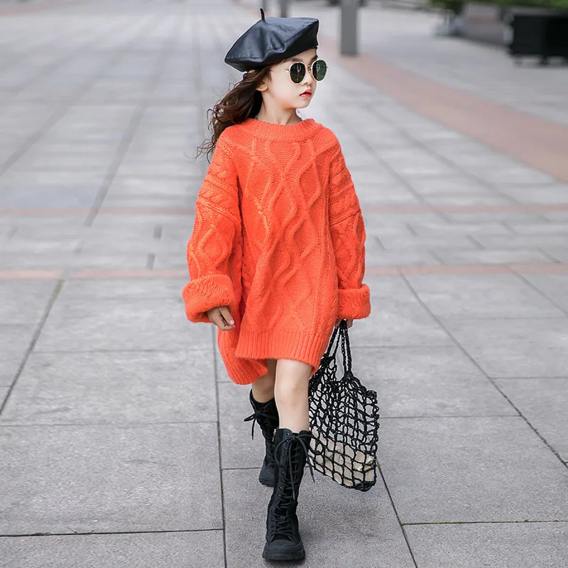 Детский вязаный свитер детская одежда пуловер для девочек подростков Осенний