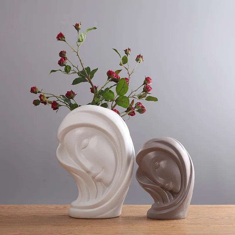 

Living room decoration Nordic gray head ceramic vase dining table decoration home decoration accessories modern wedding gifts