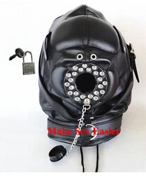 Новинка мягкая кожаная маска бандаж капюшон закрывающаяся шапка для косплея