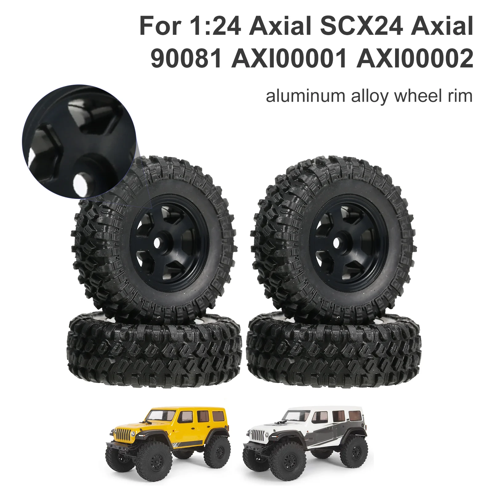 

AUSTAR 4PCS 30*15mm Aluminum Alloy Wheel Rim for 1/24 RC Off-road Car for Axial SCX24 Axial 90081 AXI00001 AXI00002 RC Parts