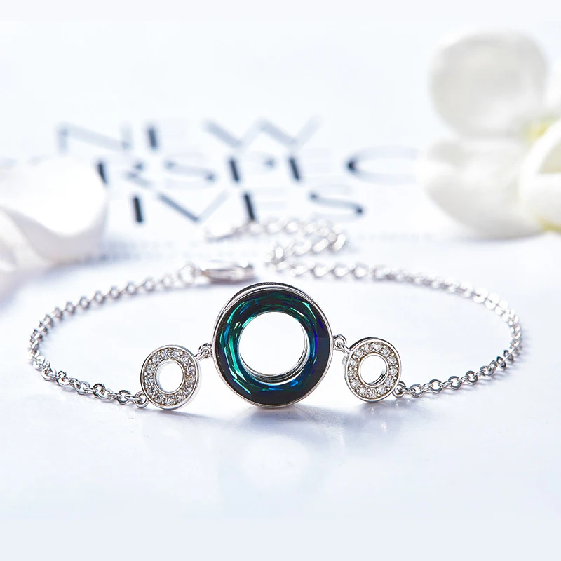 Warme Farben Кристалл от Swarovski браслеты женские корейские звенья цепи личности круг браслет модные ювелирные изделия браслеты подарок