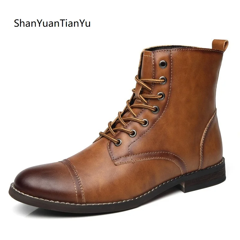 

Boots Men Ankle British Red High Top Mens Snow Boots Korean Lace Up Men's Snow Winter Boots Cowboy Boots for Men Big Size 48