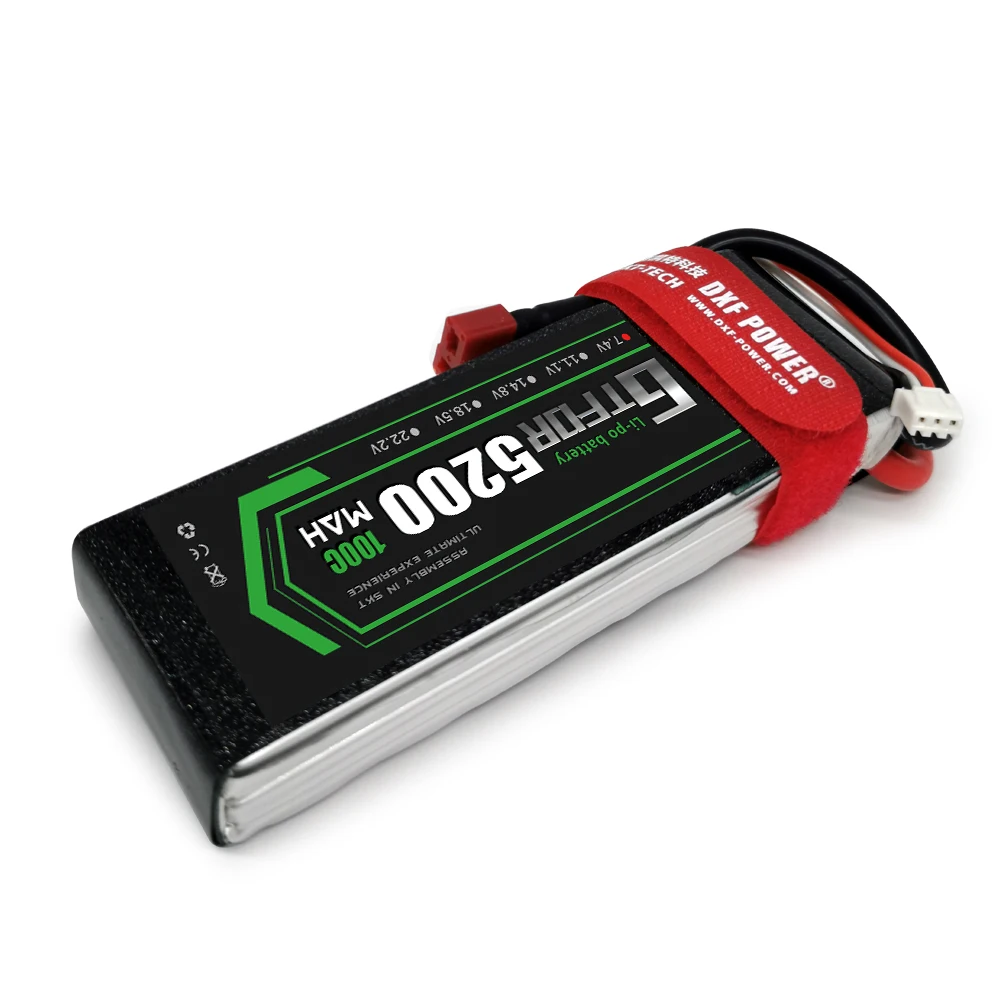 GTFDR-bater&iacute;a Lipo de 7,4 V, 5200MAH, 100C-100C, AKKU 2S, bater&iacute;a LiPo, Deans para cami&oacute;n, fpv, Dron, helic&oacute;ptero, coche, barco, todoterreno, 1/8-4