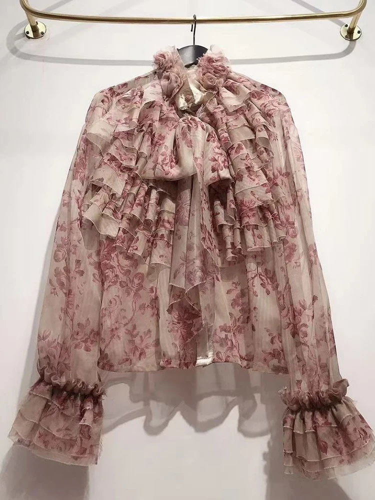 

Multicolor, heavy craftsmanship, decals, multi-layered ruffles, laces, bows, loose shirts, ladies' autumn new styles, all-match
