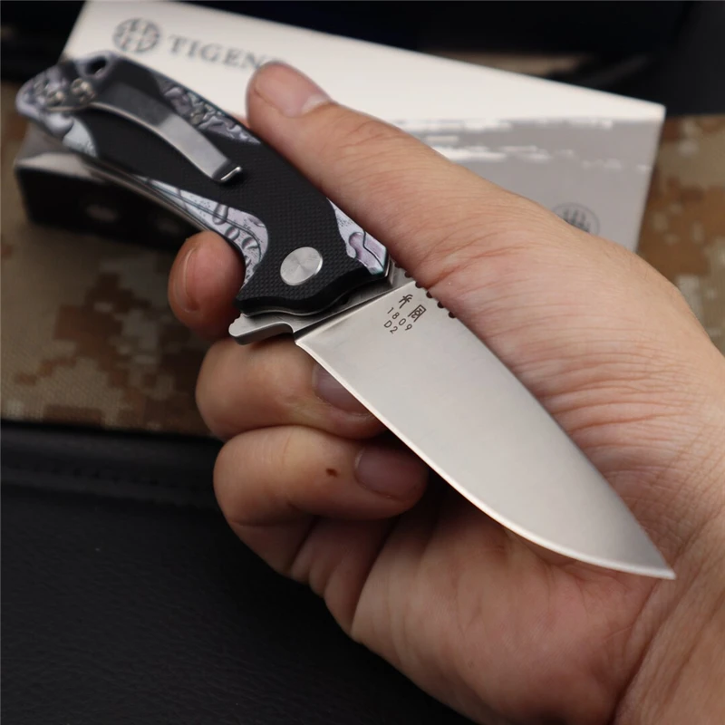 ТИГЕНД 1809 Нож D2 Сталь Складное Лезвие G10 Шарикоподшипник Карманный Армейский Ножи для Отдыха на Природе Охота Выживание Тактический Служебный ЕДК