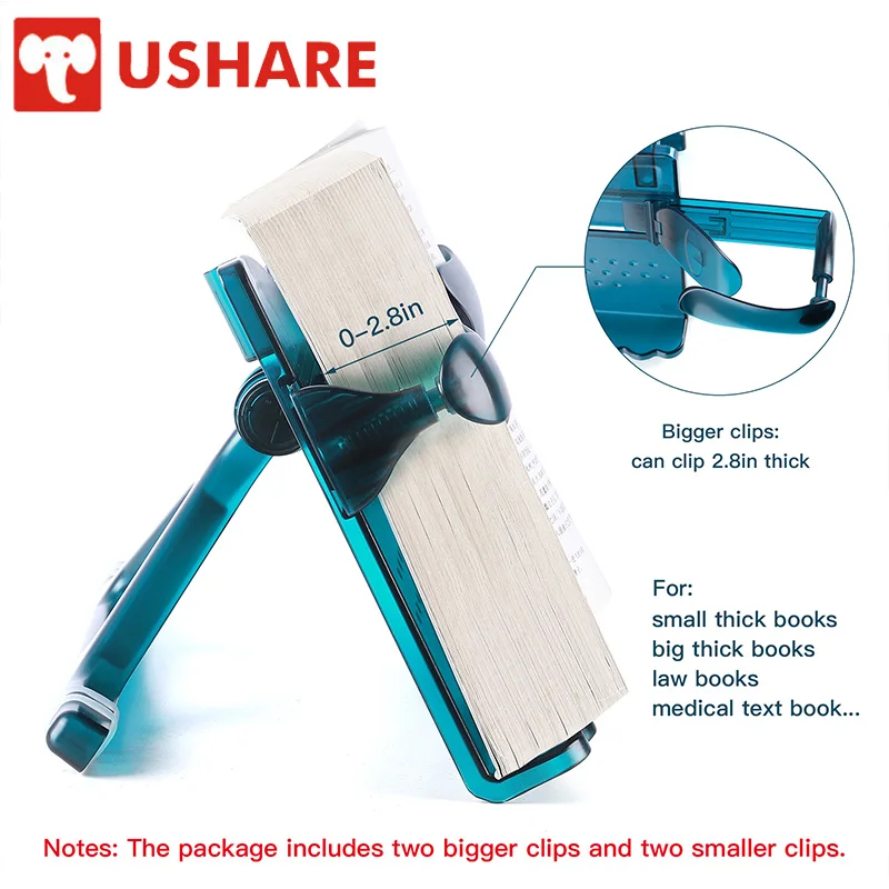 

Ushare Thickened Blue Book Holder Portable Study Stationery for Reading Multifunctional Replaceable Clip Book Stand Shelf Fixed