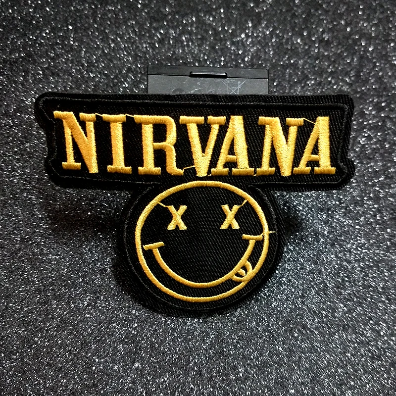 Pulaqi Nirvana ткань патчи металлическая лента патч, вышитые патчи железа на патчи для одежды рок группы значки аппликации полоса