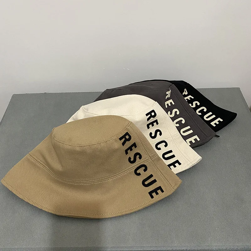 

SWAK 2021 British Bucket Hat Unisex Simple Fishermen Cap Retro Sun Hats Panama Embroidered letters Sun Hat Spring Summer