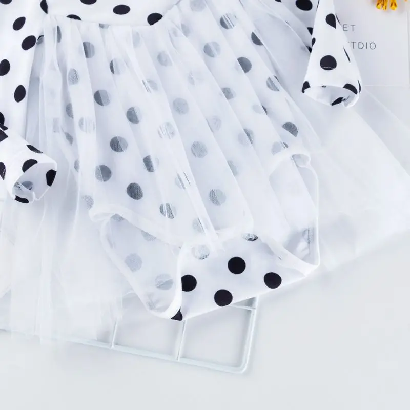 

Baby Dress Long Sleeve Infant Dress Toddler Girls Princess Dresses Polka Dot Mesh Baby Girls Tutu Dress With Headband