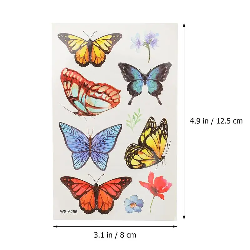 

20 Sheets Butterflies Tattoos Temporary Women Decoration Party Favor Transfer Decals