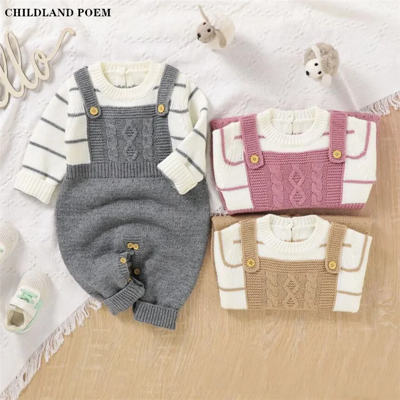 

Baby Rompers Jumpsuit Newborn Knitting Baby Clothes Long Sleeve Cotton Boys Romper Sweater Toddler Baby Girls Romper Knitwear
