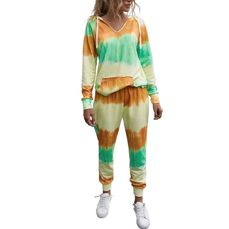 Женский костюм с капюшоном и брюками GLWOW уникальный комплект из двух предметов