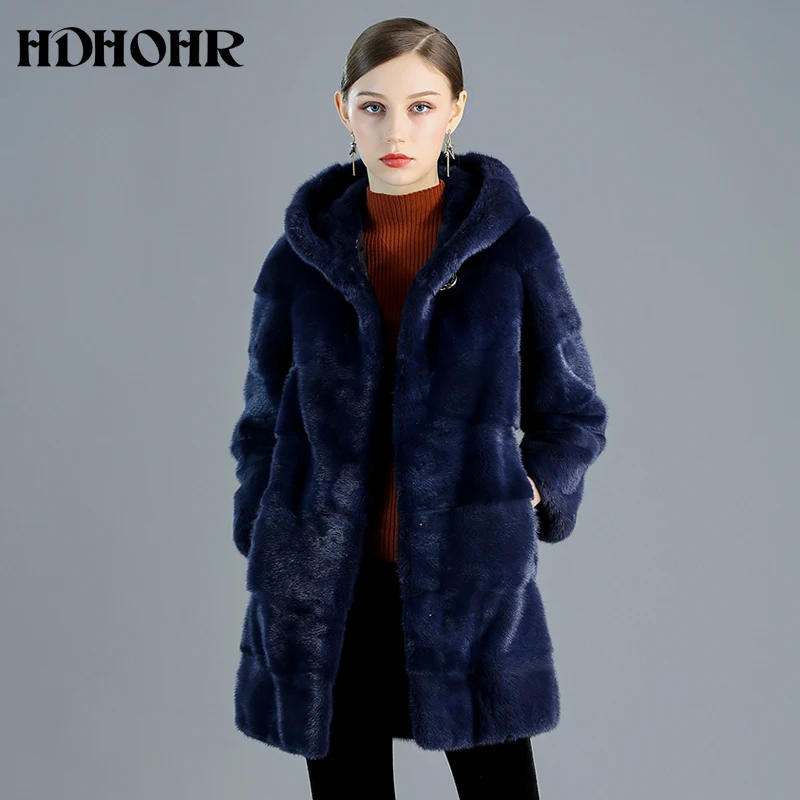 HDHOHR 2020 Высокое качество 100% натуральная норковая шуба женская импортная с