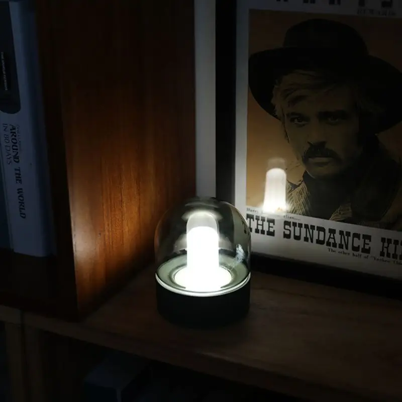 

Vintage Glass Night Light USB Charging Nostalgic Desktop Breathing Dimmable Lamp 77UD