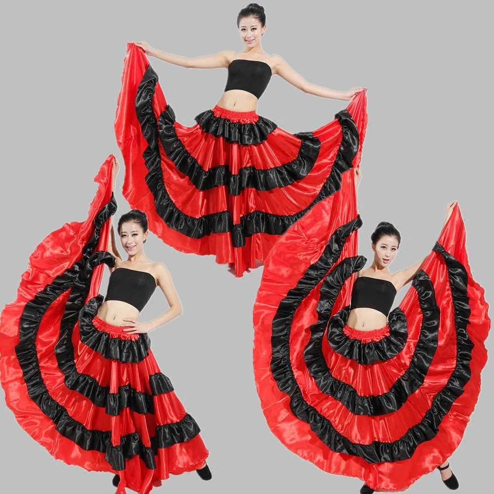

Женская длинная юбка для фламенко в испанском стиле, костюмы для танца живота, одежда для сцены, платье для выступлений, платье для вечерино...