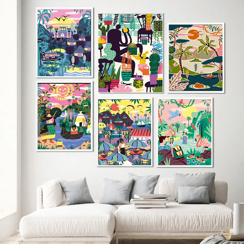 

Nordic Travel Posters Botanical Canvas Painting Minimalist City Life Prints Landscape Nature Wall Pictures For Living Room Decor