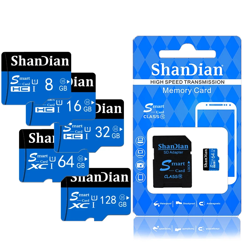 SHANDIAN карта памяти с реальной емкостью 8 ГБ 16 32 64 Гб 128 класс 10 Micro SD
