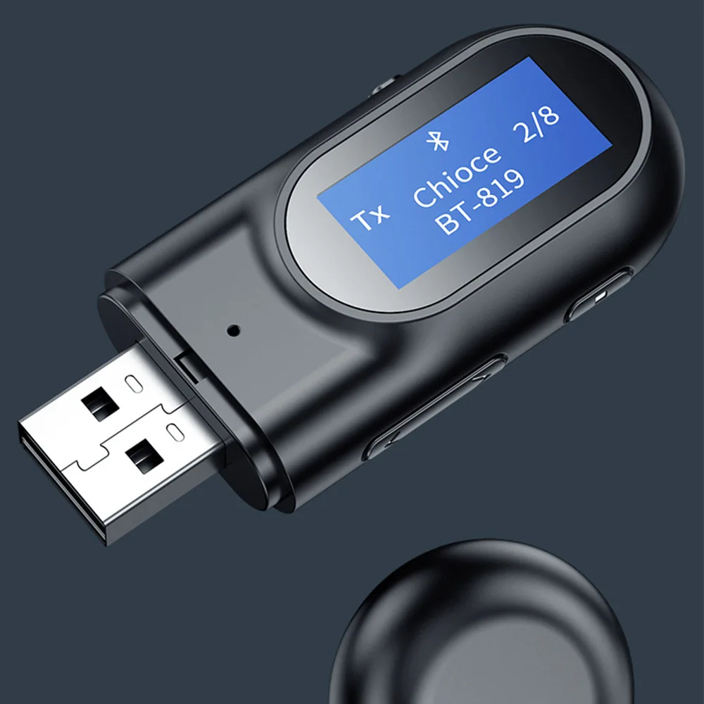 Bluetooth 5 0 приемник передатчик аудио адаптер ЖК-дисплей 3 мм Aux беспроводной стерео