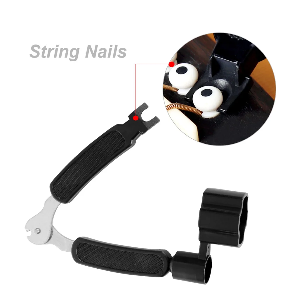 

2PCS String Cut Pliers Acoustic Guitar Guitar String Cutter Roller 3 in 1 String-changing Tool (Black)