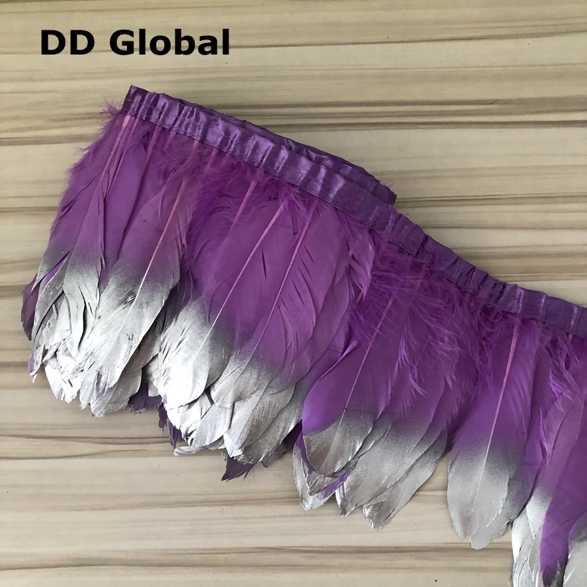 White goose feathers trim Silver 2 meters / lot stained ribbon 15~20 cm 6-8inch duck feather dance DIY decoration | Дом и сад