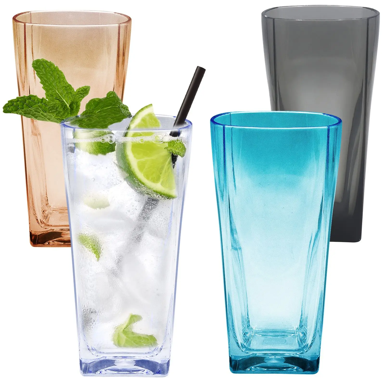 

4 шт., пластиковые трубы для кофе, 12 унций, 350 мл