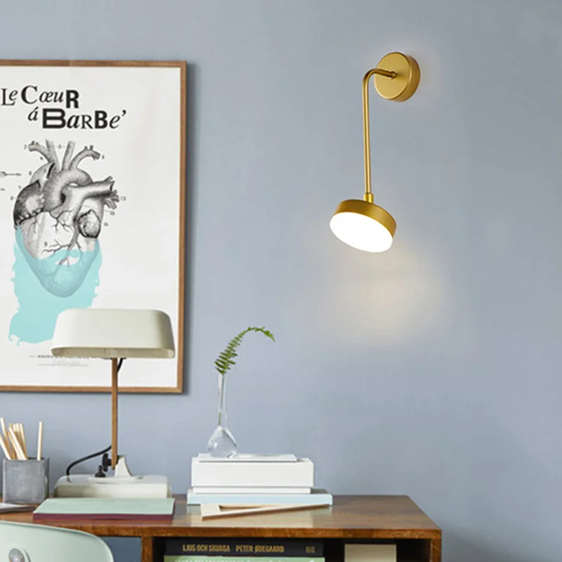 Поворотный Настенный светодиодный светильник черного и золотого цвета