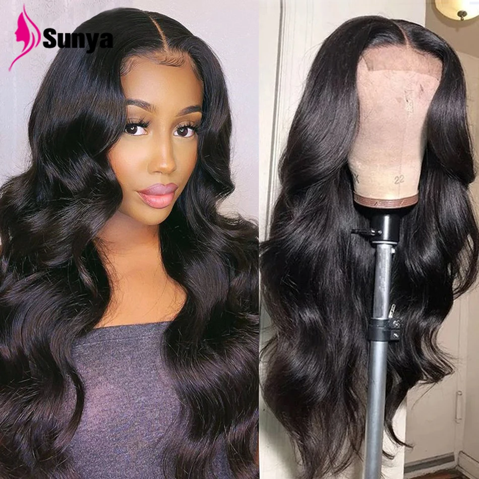 

30 Inch Body Wave Lace Front Wig 4x4 Lace Frontal Human Hair Wigs for Black Women Peruvian Pre-plucked Natural Color