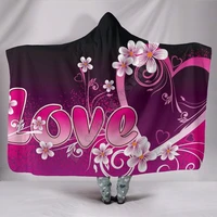 pink floral love 3d printed wearable blanket adults for kids various types hooded blanket fleece blanket 02