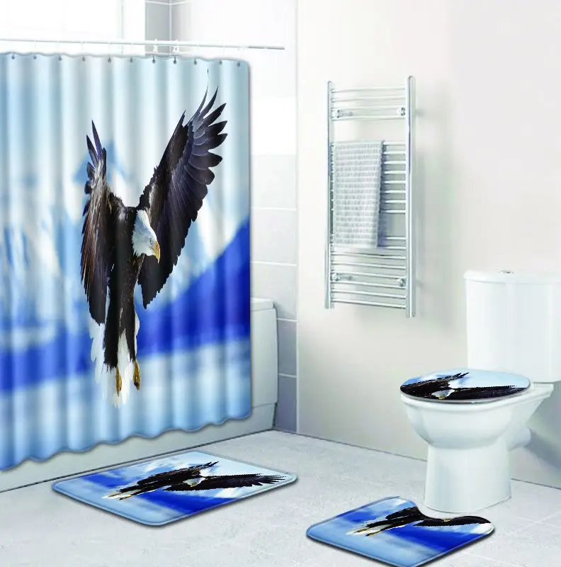 Комплект из 4 ковриков для ванной Zeegle нескользящий коврик крышки сидения унитаза