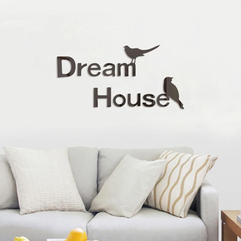 Дом мечты птица DIY Наклейка на стену акриловая Зеркальная s Спальня наклейка окно