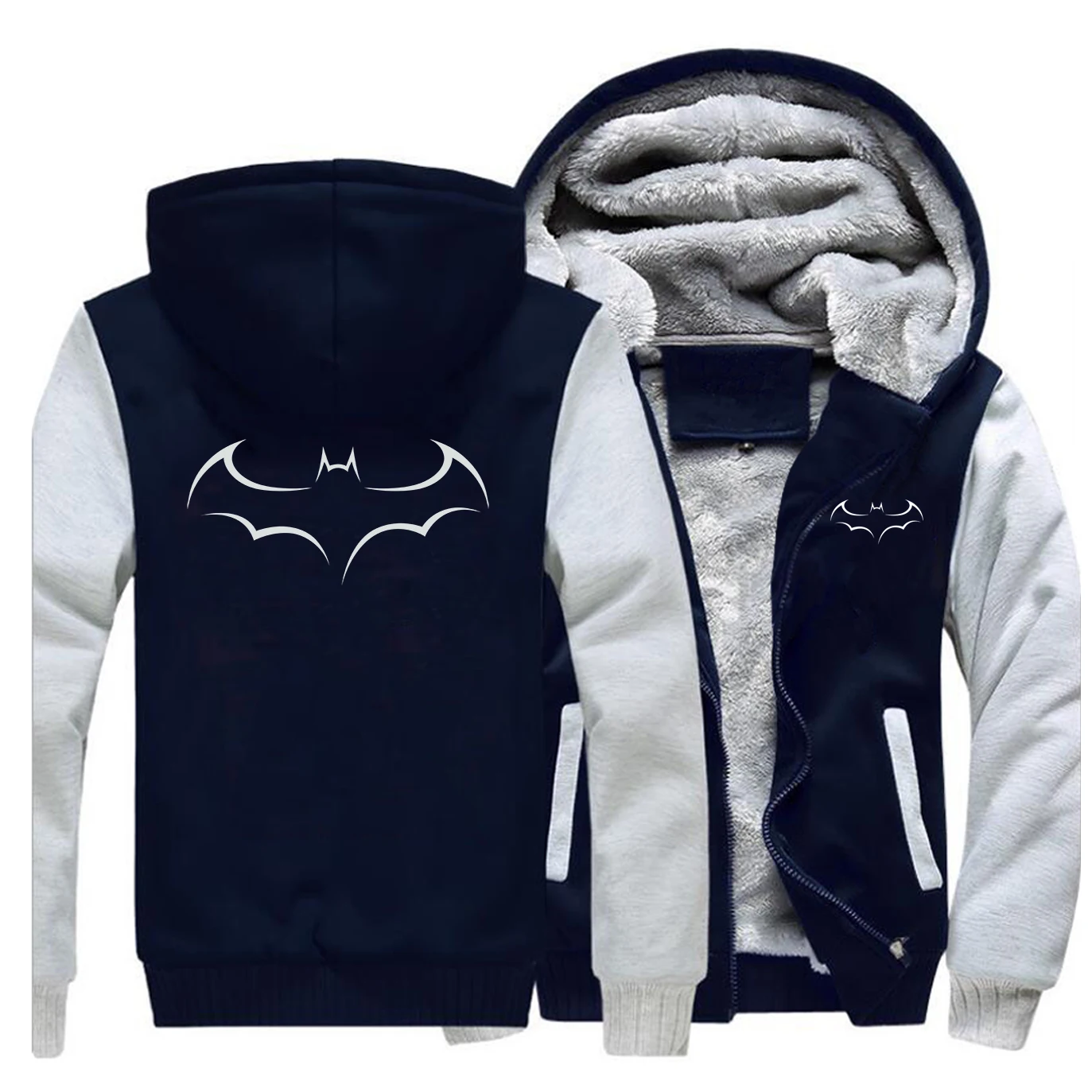 Gray Dark Blue 5 Толстовка с принтом Бэтмена, Флисовая теплая мужская одежда, зимние мужские утепленные толстовки, Harajuku, уличная одежда, брендовая куртка, повседневное пальто - Цвет: Gray Dark Blue 5