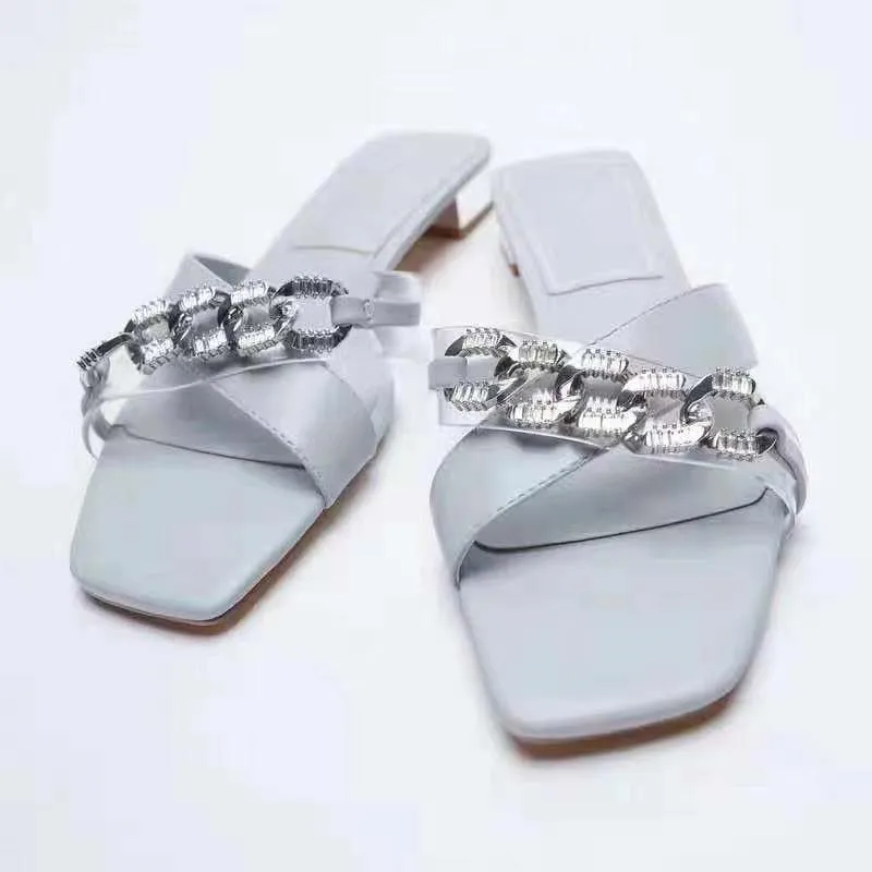 

Low Female Shoes Rubber Flip Flops Slippers Soft Slides 2021 Hawaiian Comfort Summer Glitter Fabric Casual PU Crystal Hoof Heels