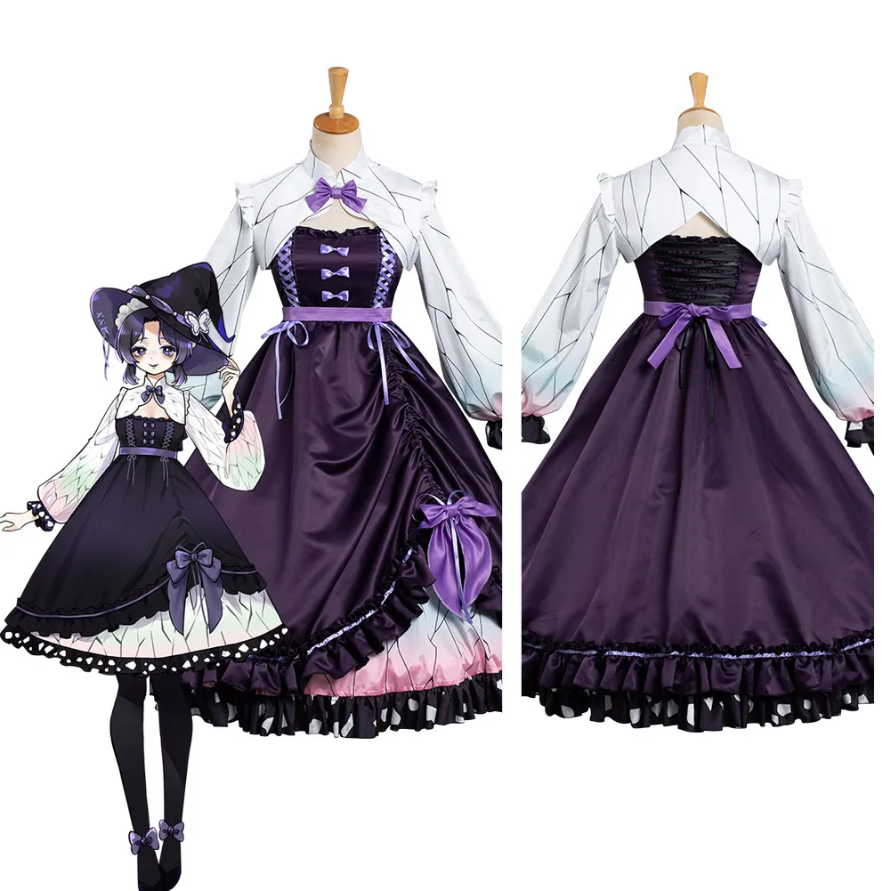 

Anime Demon Slayer Kochou Shinobu Cosplay Costume Lolita Dress Kimono Outfits Halloween Carnival Suit Re-creation Design