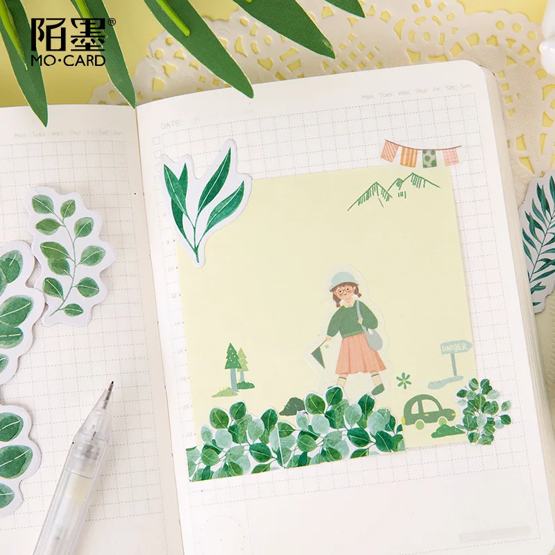 45 шт./компл. декоративные винтажные наклейки для дневника с растениями листьями