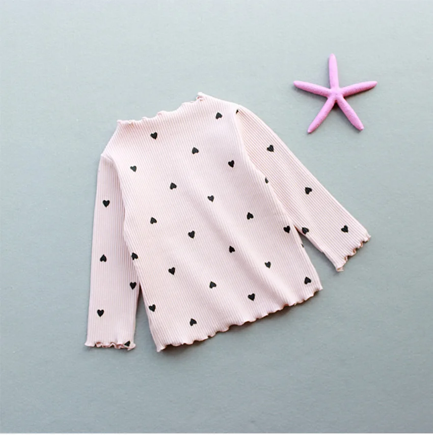 Lememogo/осенние рубашки с длинными рукавами для маленьких девочек топы, повседневный детский топ с милым сердечком для маленьких девочек, хлопковая джемпер для девочек, одежда