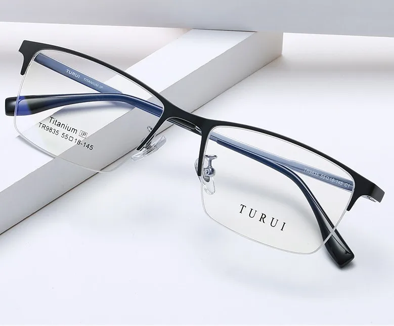 

Ultra Light Beta Titanium Frame Business Simple Men's Spectacle Frame Black Retro Can Be Matched with Myopia Half Quality Frame